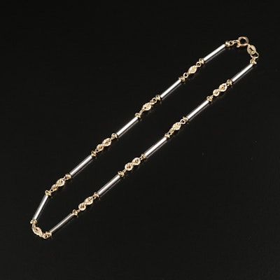 14K Two-Tone Gold Infinity Link and Bead Bracelet