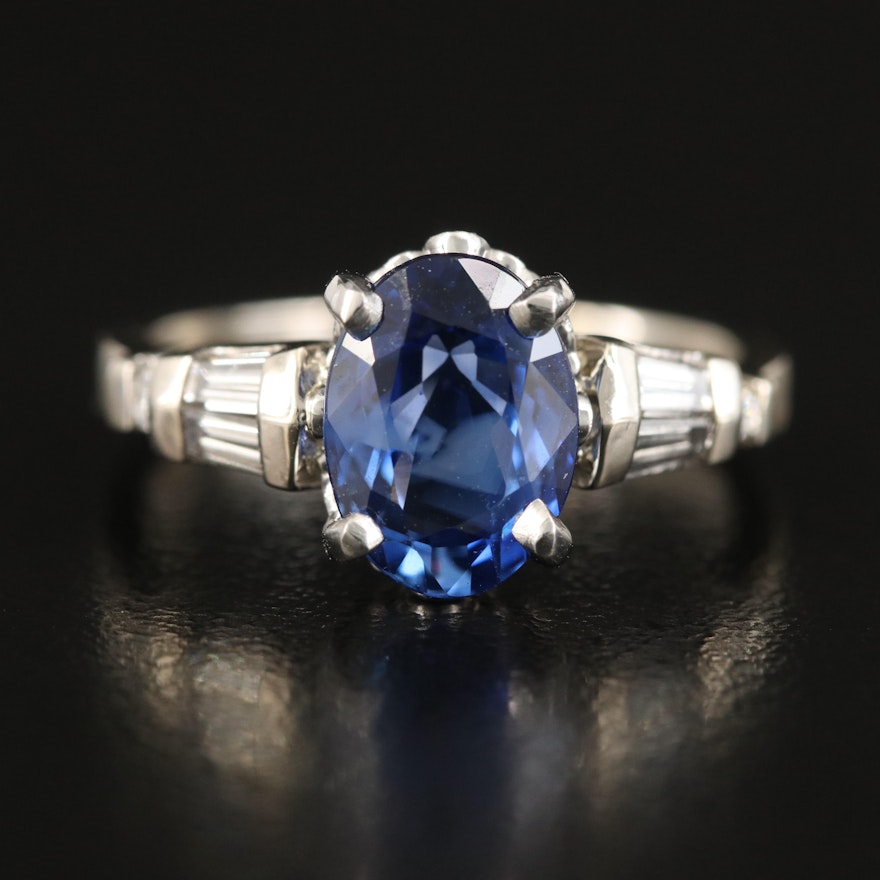 14K and Platinum 2.86 CT Madagascan Sapphire and Diamond Ring with GIA Report