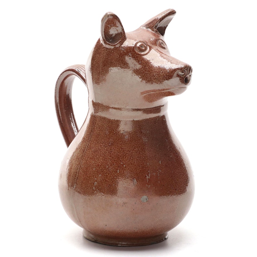 French Salt Glaze Stoneware Absinthe Jug Modeled As A Dog
