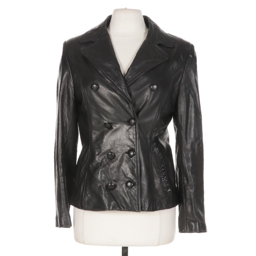 Isda & Co. Black Leather Double-Breasted Jacket