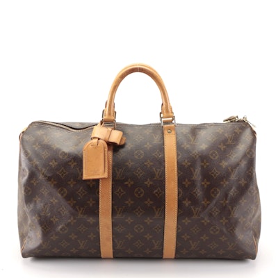 Louis Vuitton Keepall 50 in Monogram Canvas and Vachetta Leather