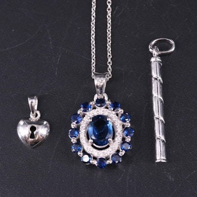 Sterling Silver Pendant Collection Including Sapphire