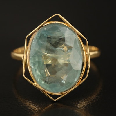 14K 6.61 CT Sapphire Geometric Style Ring