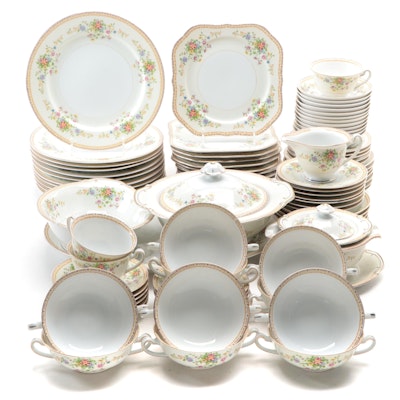 Imperial Japan China Floral Dinnerware, Mid to Late 20th Century