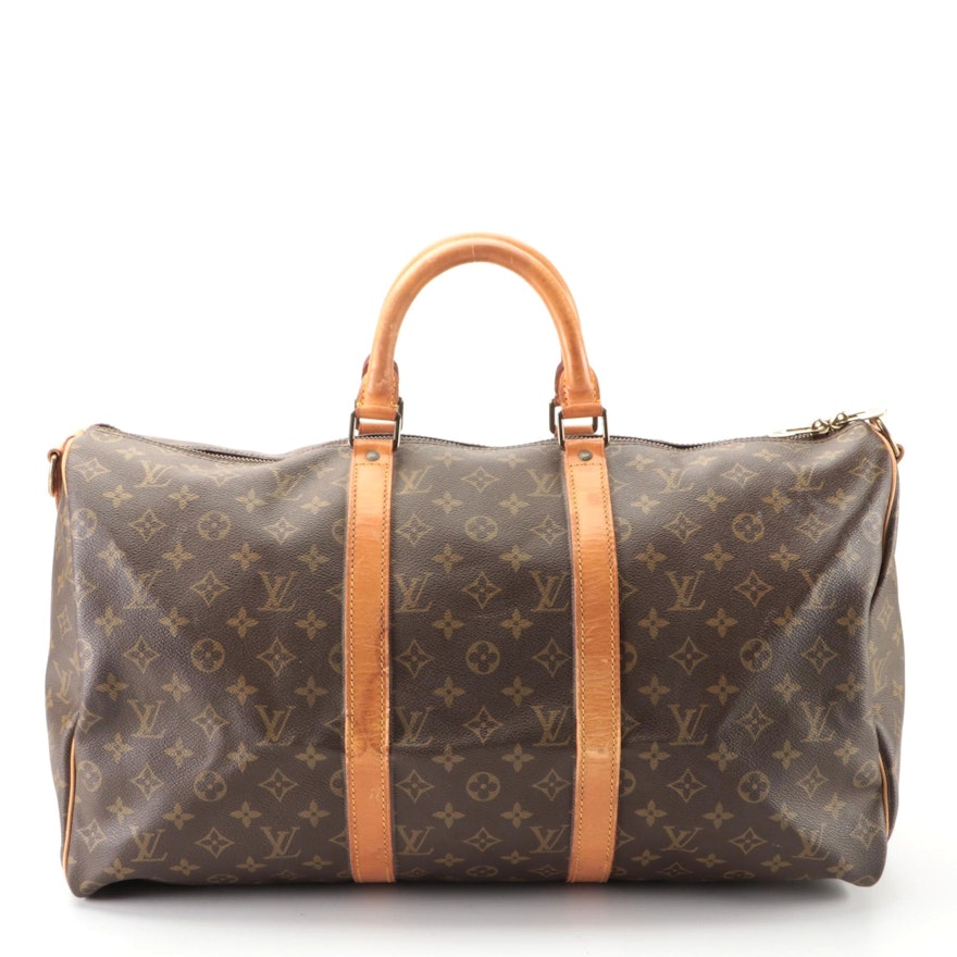 Louis Vuitton Keepall 50 Bandoulière in Monogram Canvas and Vachetta Leather