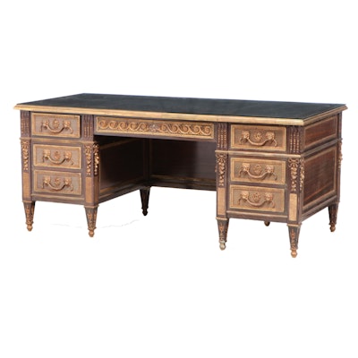 French Regence Style Mahogany Executive's Desk with Gilt Metal Mounts