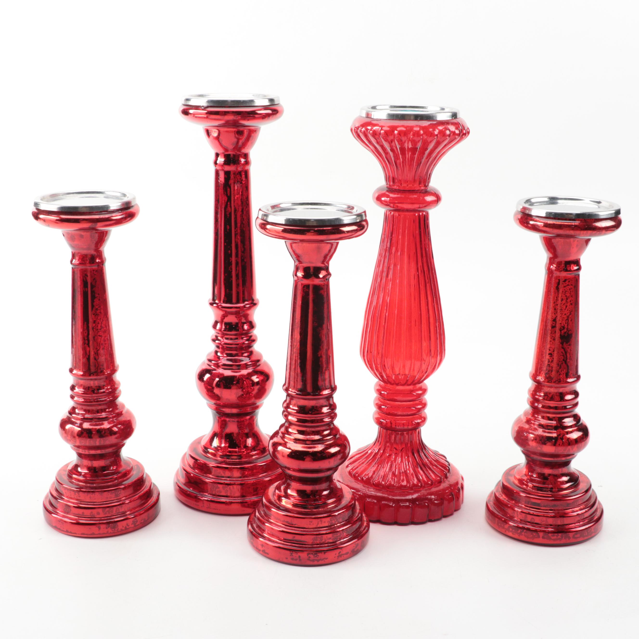 Green and Red Glass Candlesticks and Candle Holders EBTH