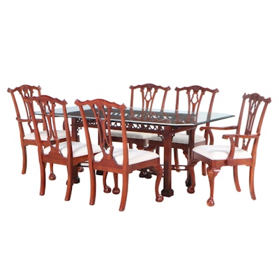 Leugers, Chippendale Style Dining Set with Glass Top