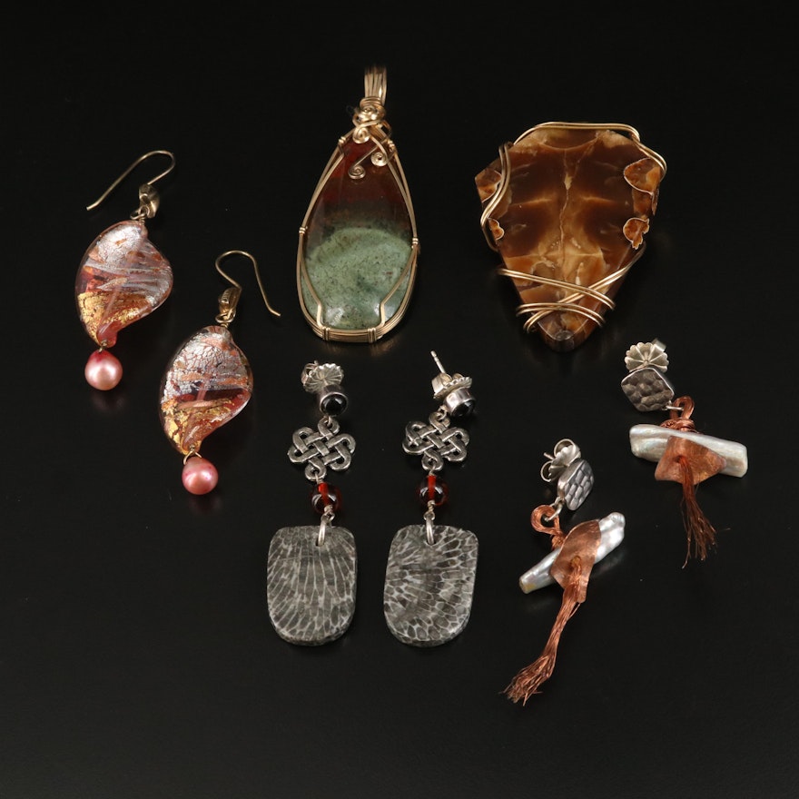 Studio Style Jewelry Featuring Sterling, Amber and Pearl