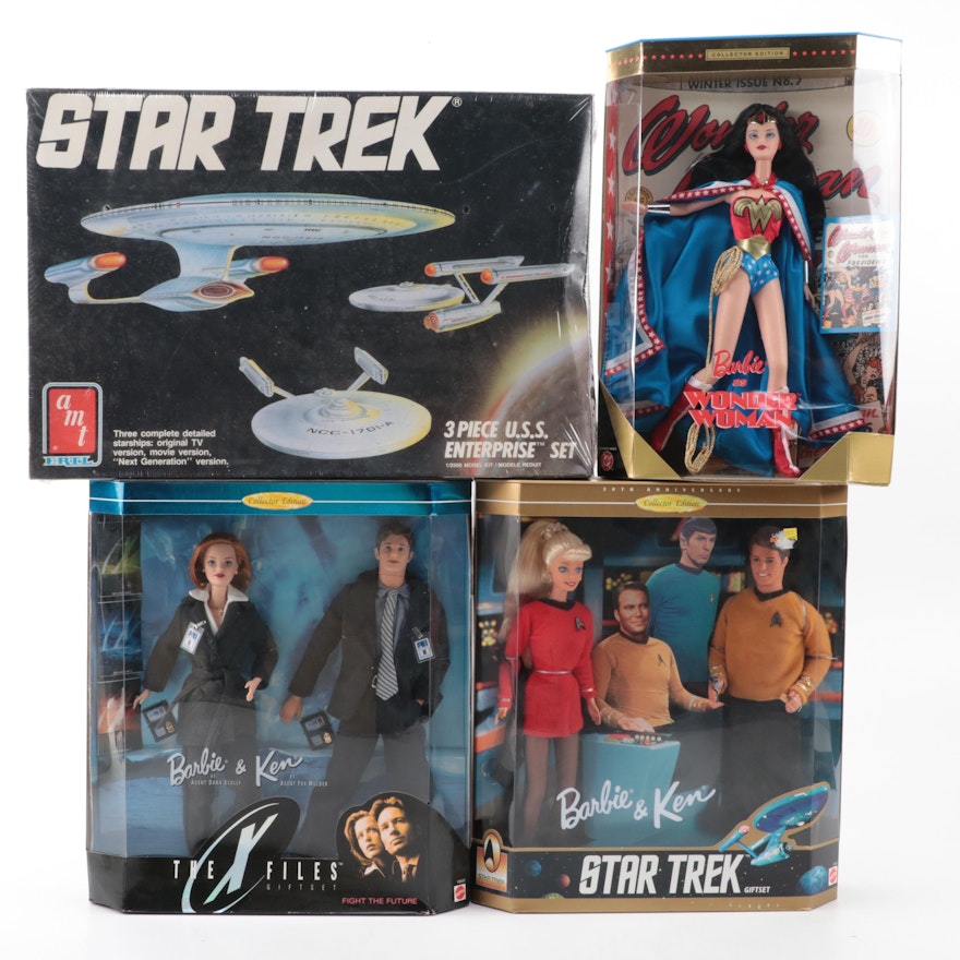 Mattel "Barbie as Wonder Woman" and Other Sets with Star Trek Ship Model