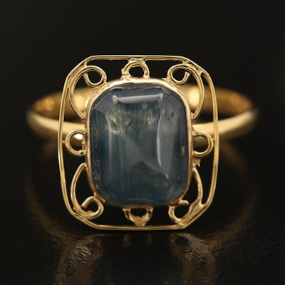 14K Sapphire Ring with Filigree Accents