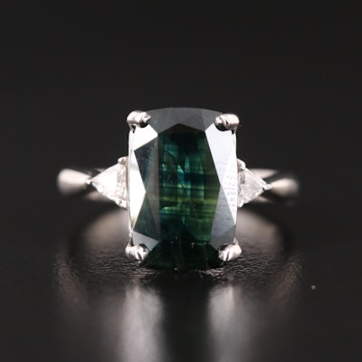 Platinum 5.12 CT Sapphire and Diamond Ring