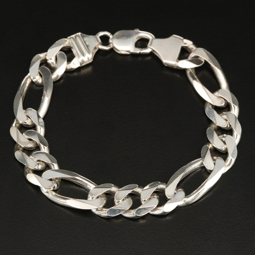 Italian Sterling Silver Figaro Chain Bracelet