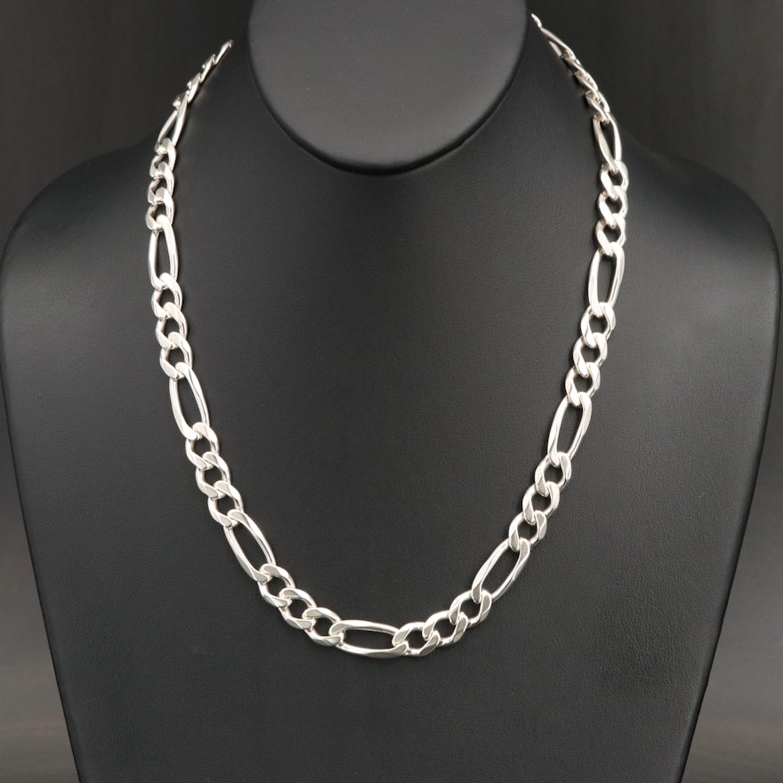 Italian Sterling Silver Figaro Necklace