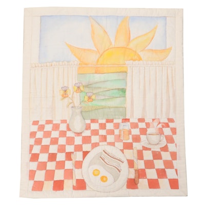 Jo Ann Cox Hand-Painted Quilt "Breakfast Spread," 1978