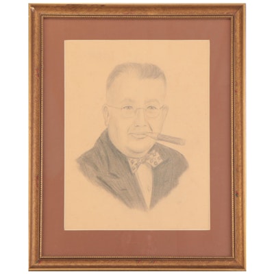 James C. Gray Graphite Drawing "Portrait of Dr. John H. Chester," Circa 1965