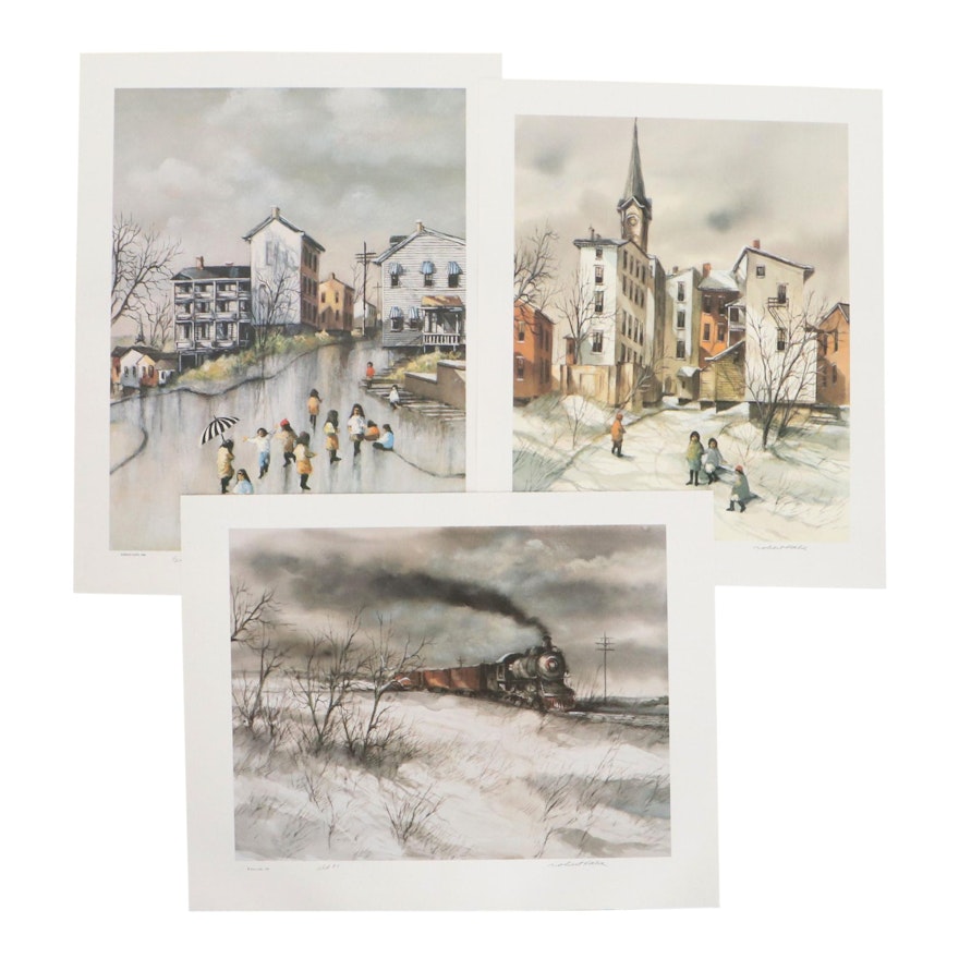 Robert Fabe Offset Lithographs Including "September Rain," Late 20th Century