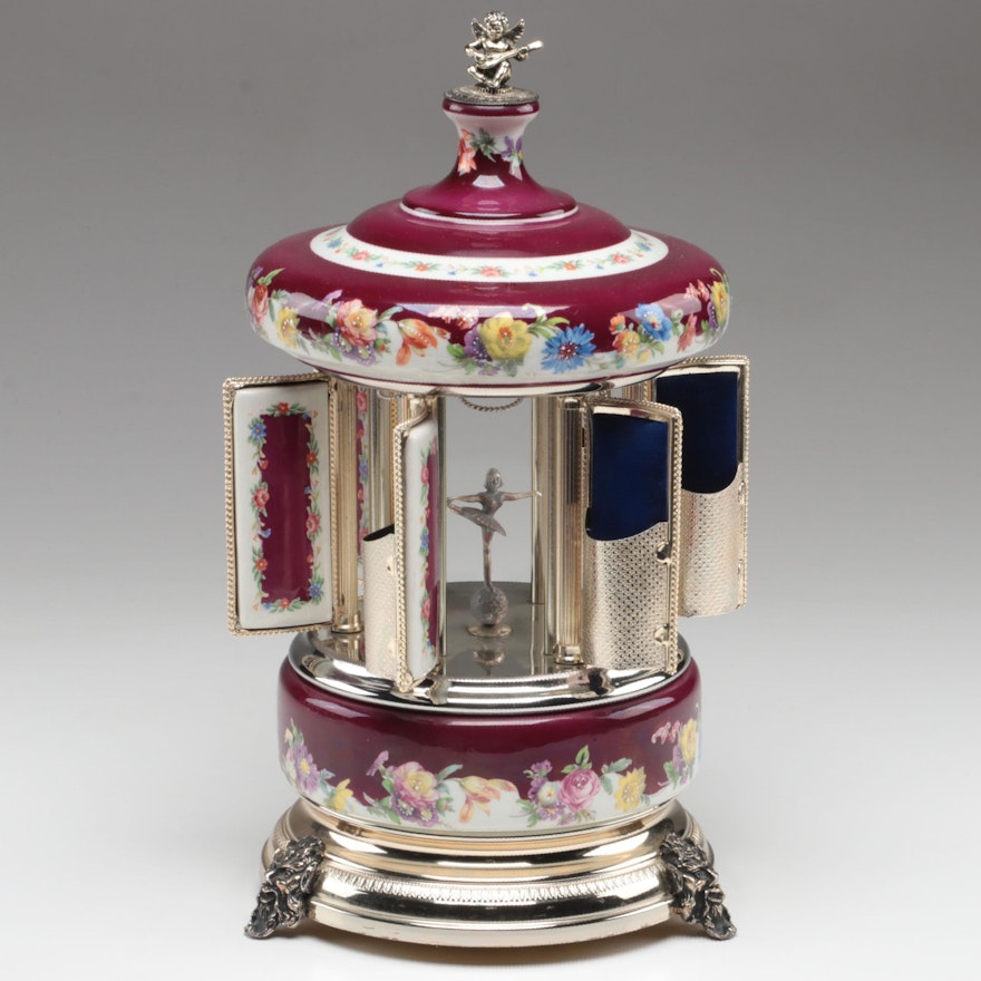 Reuge Music Box Cigarette Carousel, Mid to Late 20th Century