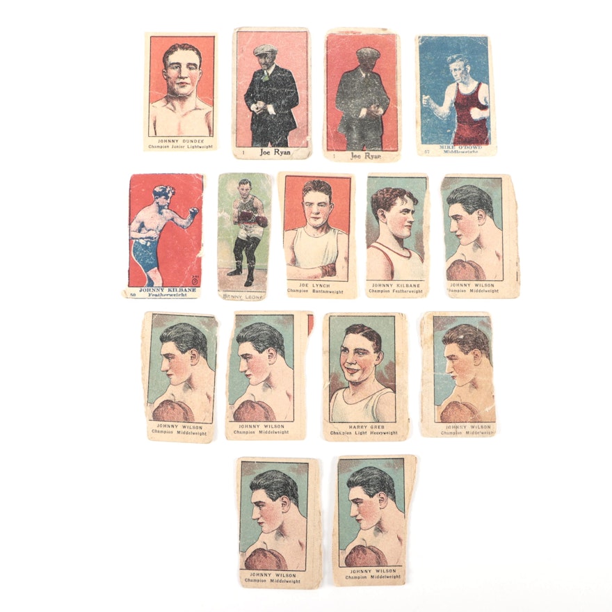 W-Series Hand Cut Boxing Strip Cards With Dundee, Ryan, Leonard and More, 1920s