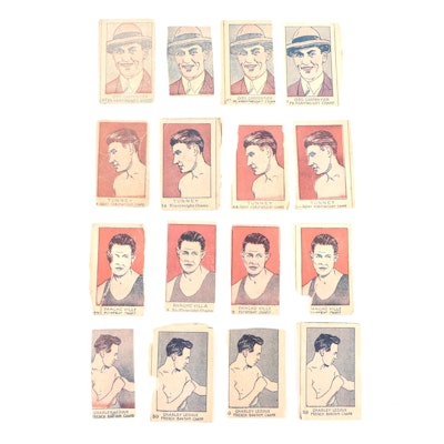 1926 W512 Hand Cut Boxing Strip Cards With Carpentier, Ville, Ledoux, Tunney