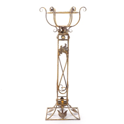 Neoclassical Style Wrought Metal Pedestal Plant Stand