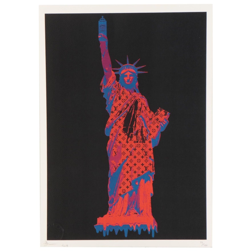Death NYC Pop Art Graphic Print "Liberty BK R Blu," 2019