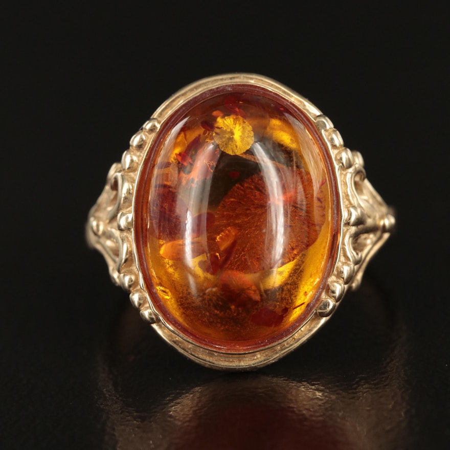 10K Amber Dome Ring