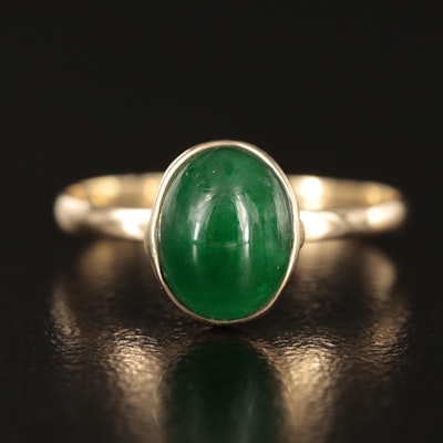 14K 1.88 CT Emerald Cabochon Ring