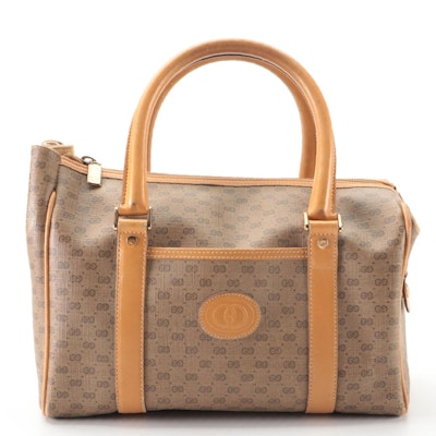 Gucci Microguccissima Coated Canvas Boston Bag with Leather Trim