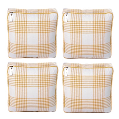 Set of Four Hearth & Hand with Magnolia Plaid Outdoor Floor Cushions