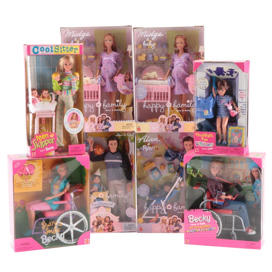 Mattel Happy Family "Midge & Baby" and Other Friends of Barbie Dolls