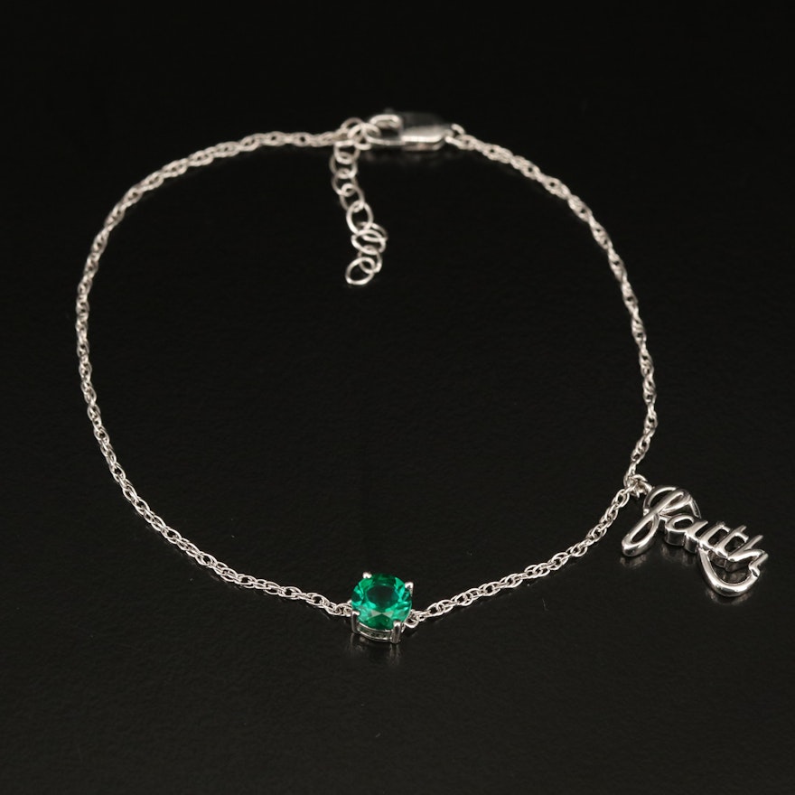 Sterling Emerald "Faith" Bracelet