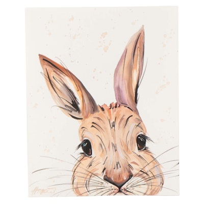 Anne Gorywine Watercolor Painting of Rabbit Portrait
