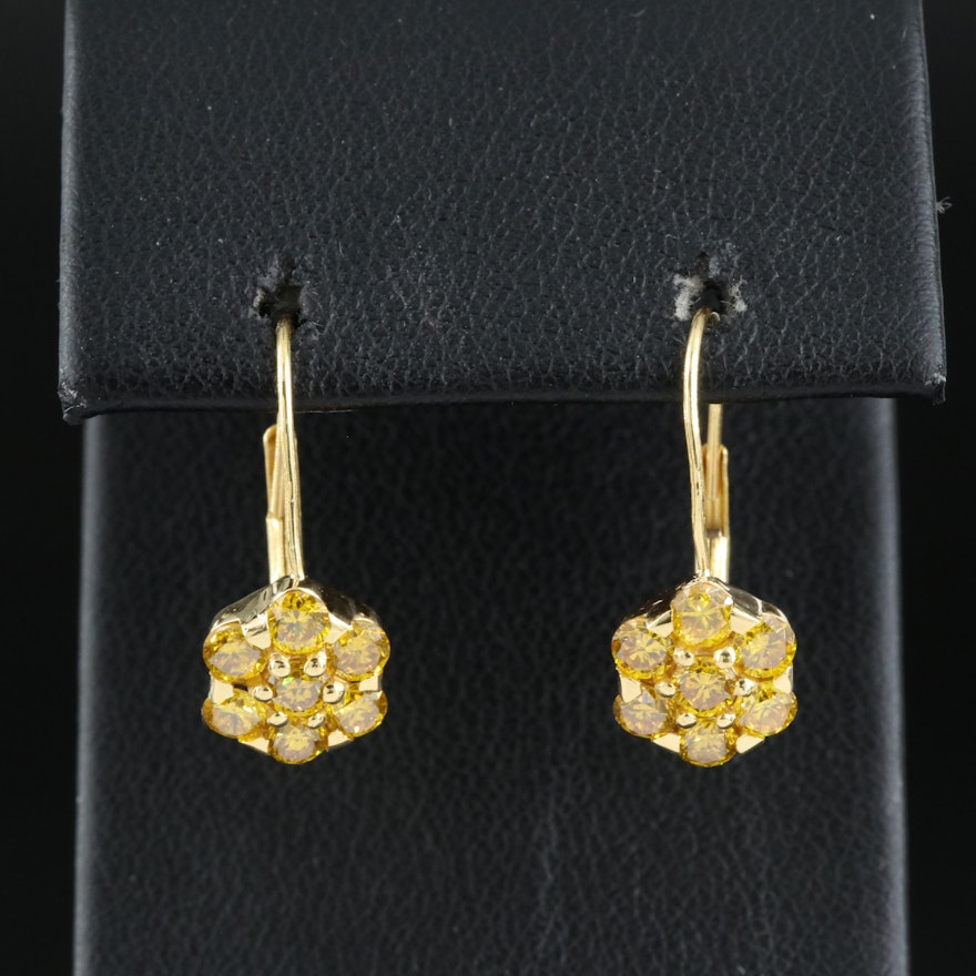 14K 1.30 CTW Lab Grown Diamond Cluster Drop Earrings