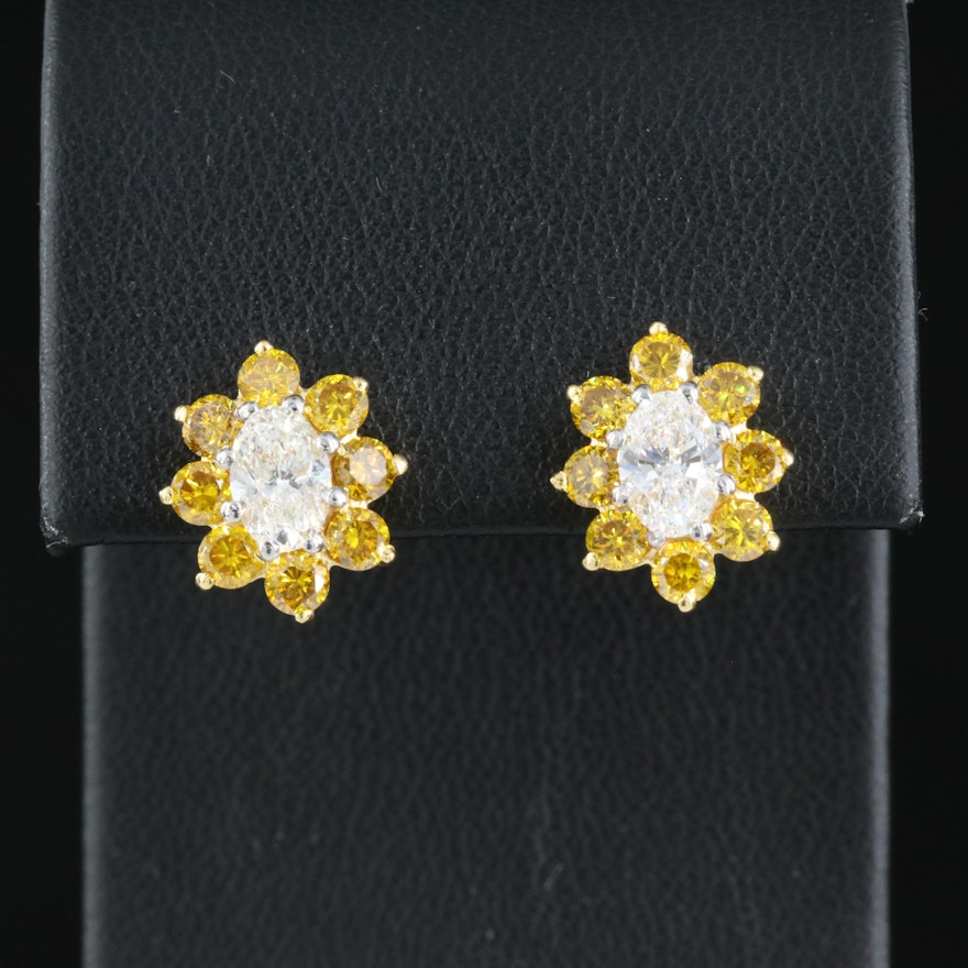 14K 2.34 CTW Lab Grown Diamond Floral Stud Earrings