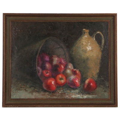 Irma Brady Oil Painting "Still Life with Jug and Apples," Circa 1980