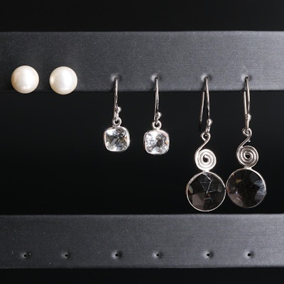 Assortment of Earrings Including Pearl and Topaz