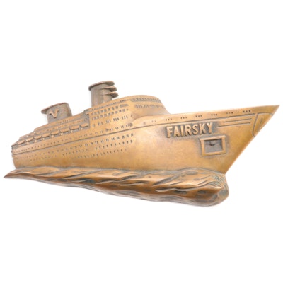 Bronze Fairsky Passenger Ship Plaque, Mid to Late 20th Century