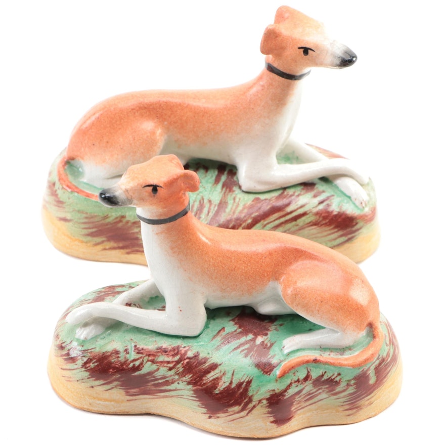 Staffordshire Style Ceramic Greyhound Figurines