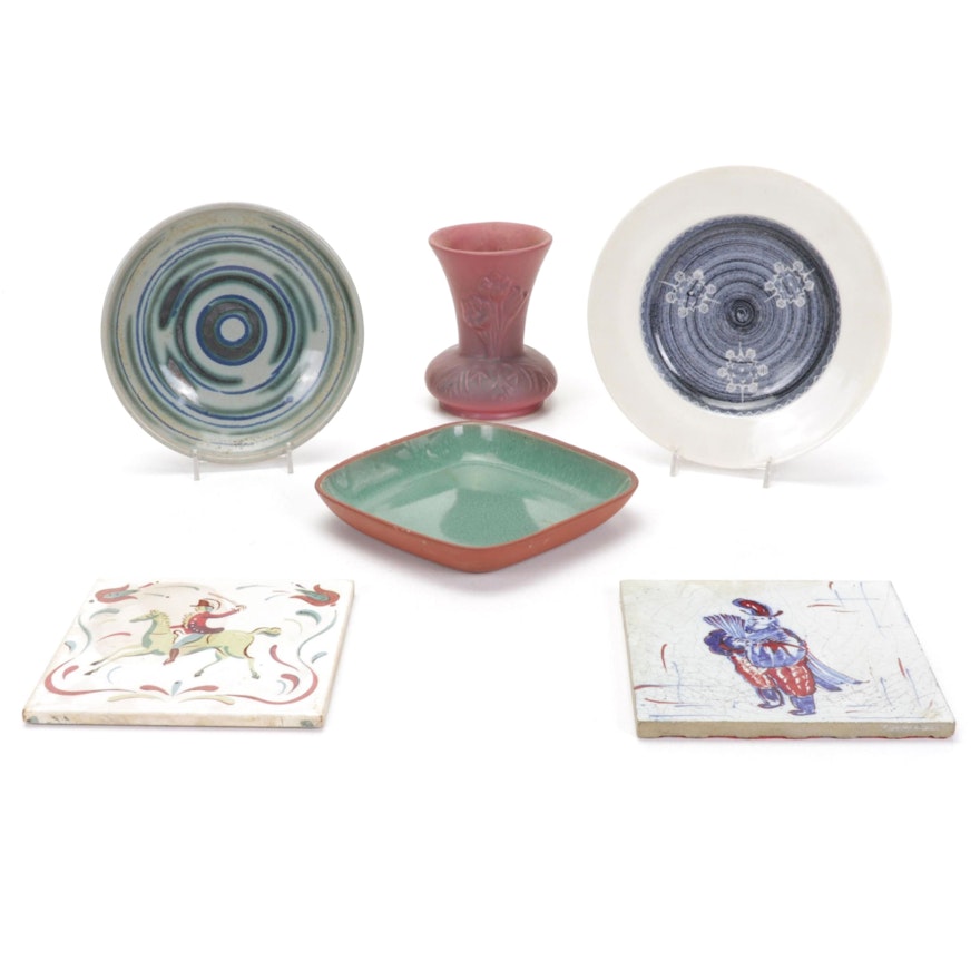 Van Briggle Pottery Vase and Other Ceramic Plates and Tile