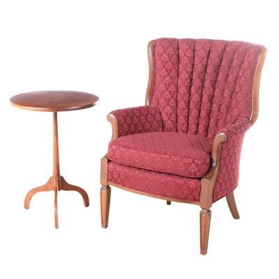 Directoire Style Channel-Back Armchair Plus Federal Style Side Table
