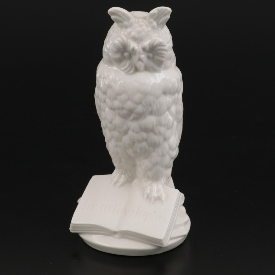 Nymphenburg Glazed Porcelain Owl Figurine, 20th Century