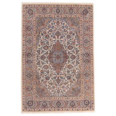 4'8 x 7' Hand-Knotted Persian Kashan Area Rug