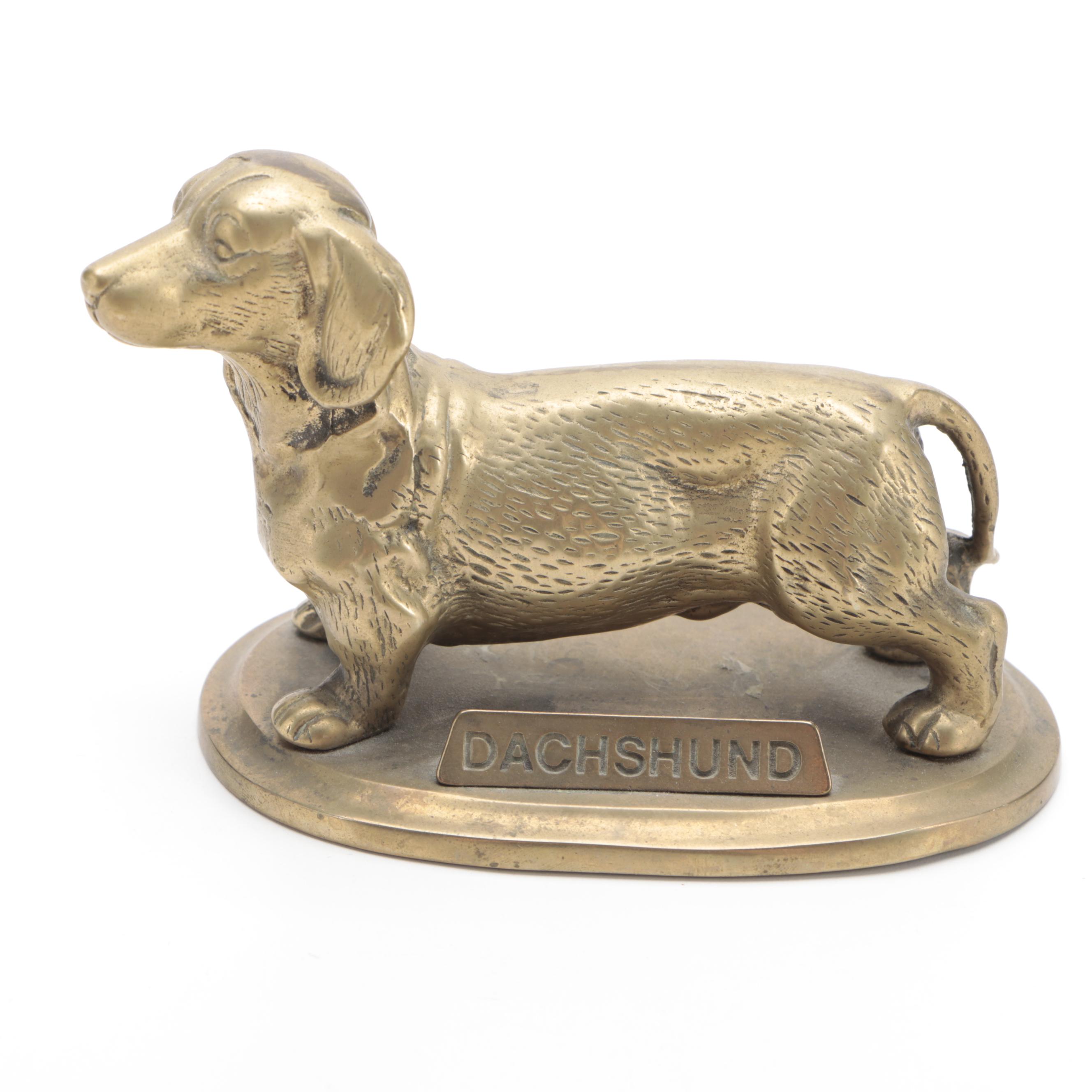 Brass Dachshund Figurine with Blecher Bulldog Figurine and More EBTH