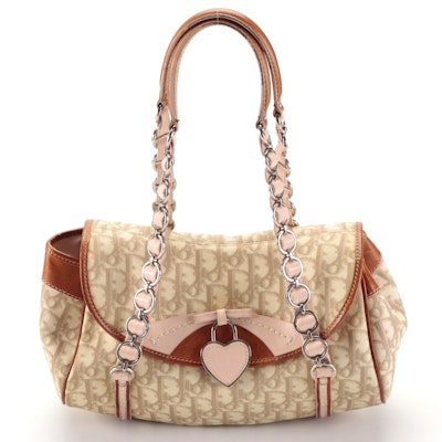 Christian Dior Romantique Trotter Handbag in Monogram Coated Canvas and Leather