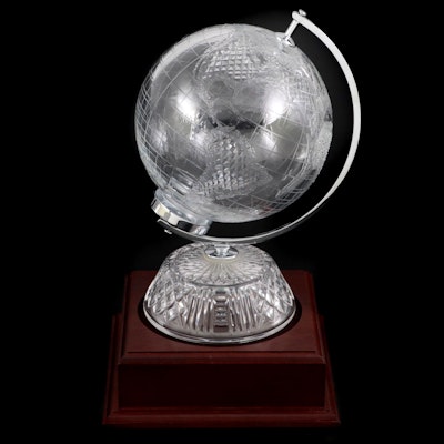 Waterford Crystal World Globe with Wooden Base