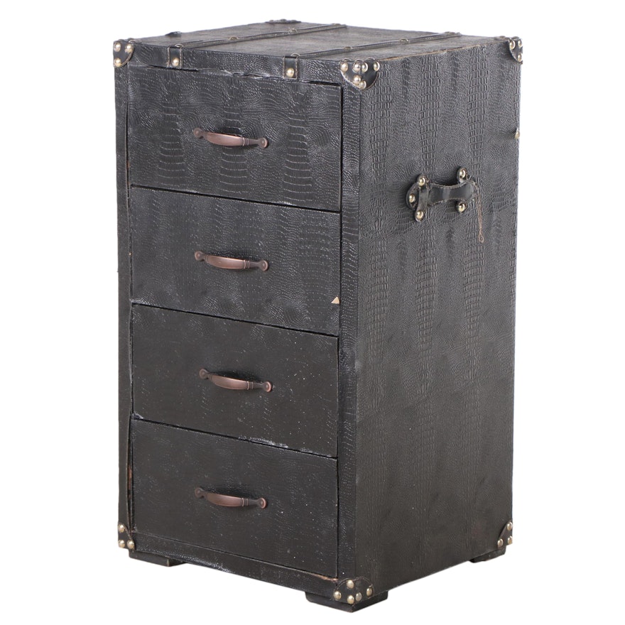 Reptile Embossed Vinyl Covered Four-Drawer Chest