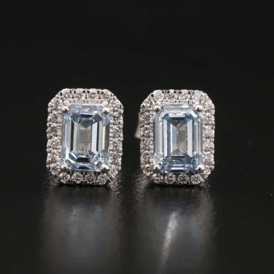 14K 1.16 CTW Lab Grown Diamond Halo Stud Earrings