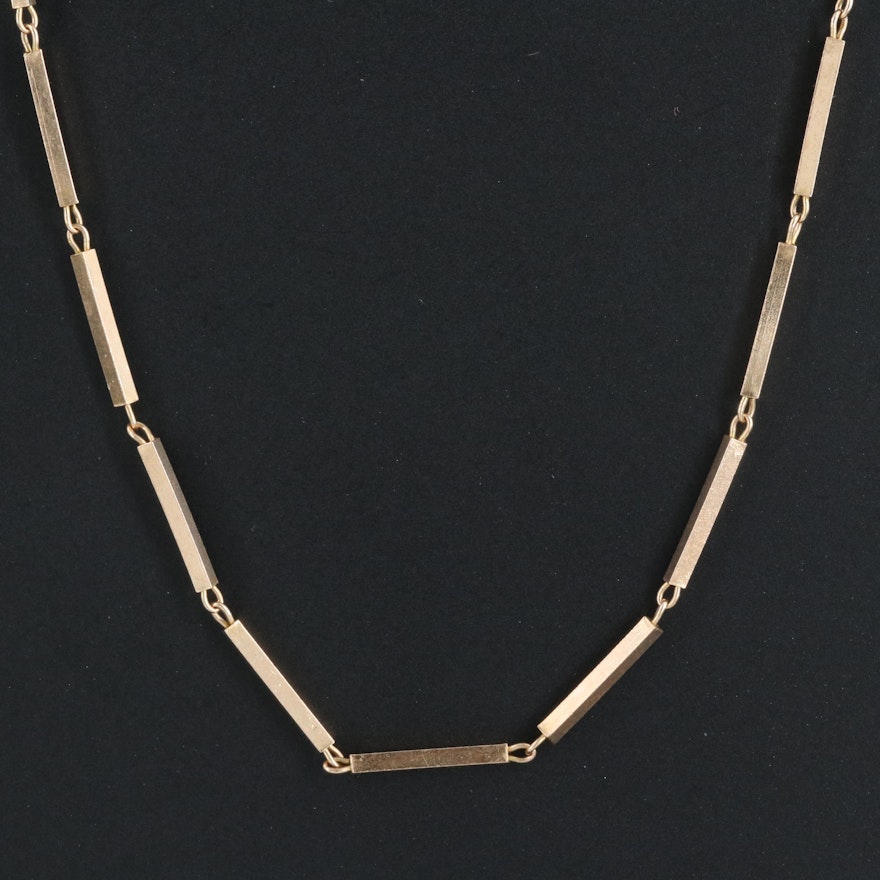 14K Bar Link Chain Necklace