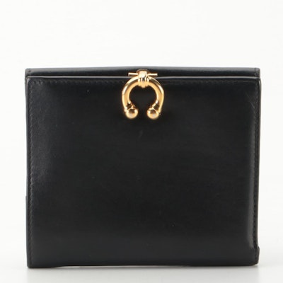 Gucci French Flap Wallet in Black Leather